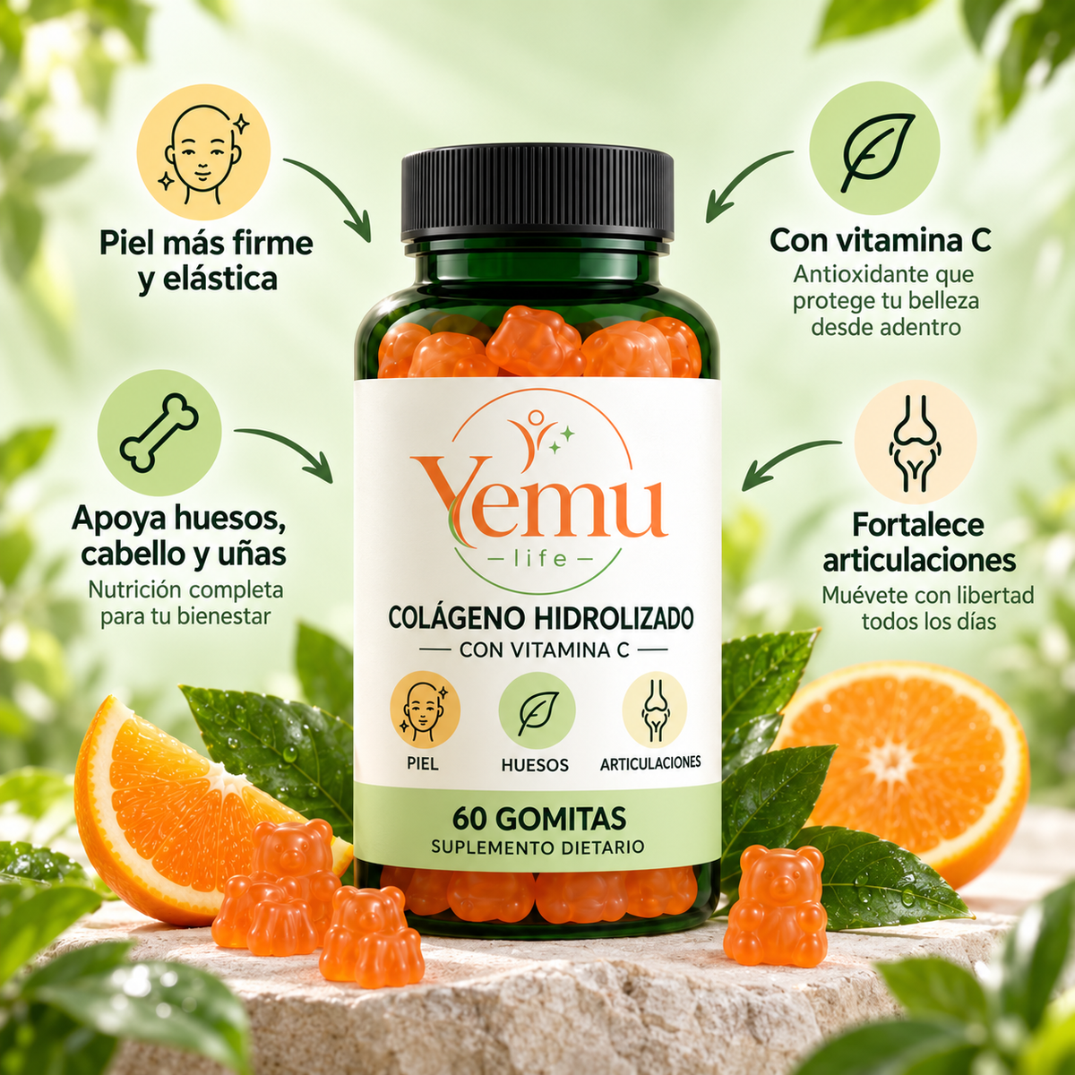 Colágeno Hidrolizado con Vitamina C — 60 gomitas